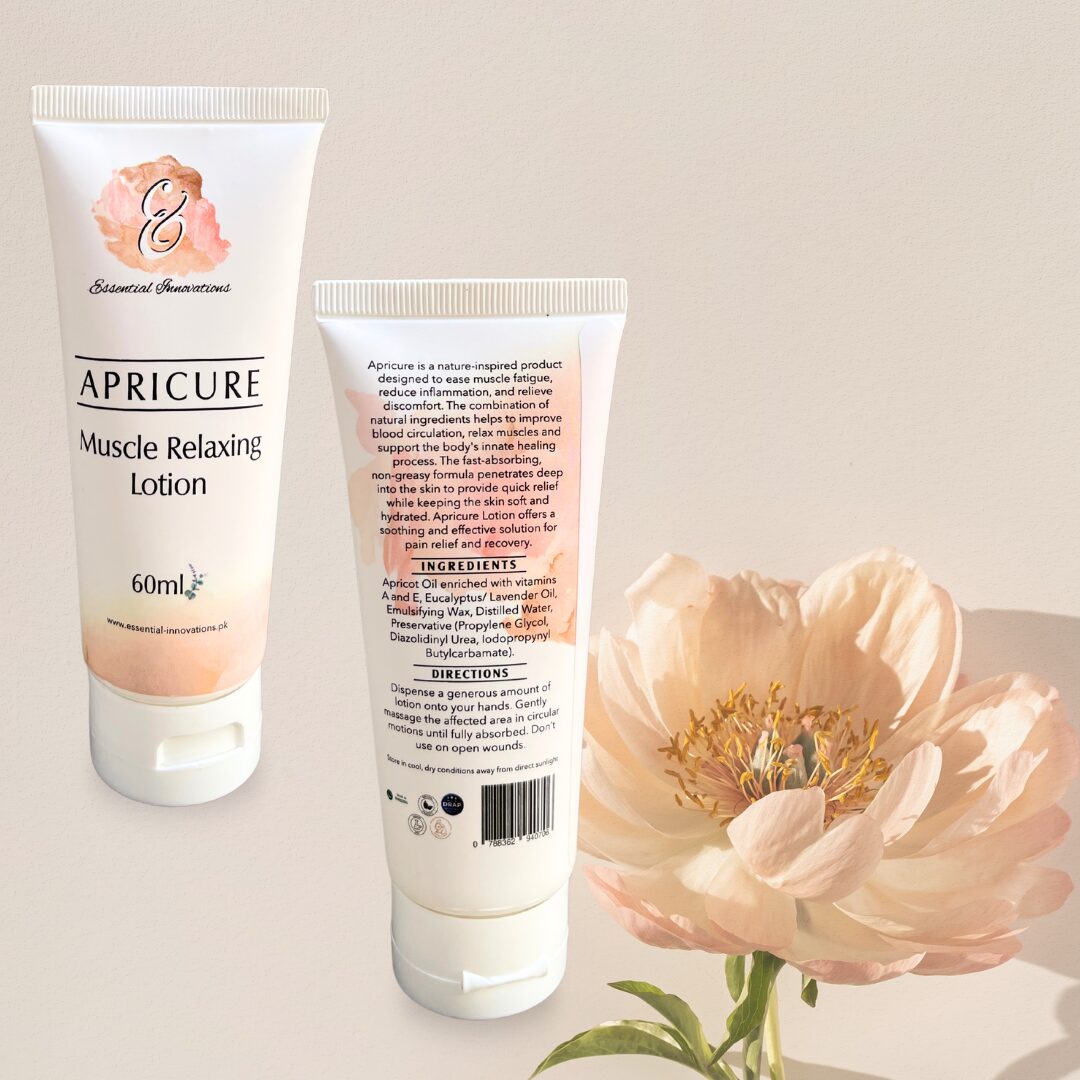 Apricure Muscle Relaxing Lotion small frotn and back
